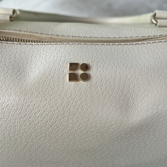 Vintage Y2K Kate Spade White Leather Barrel Satchel Handbag - Picture 3 of 11